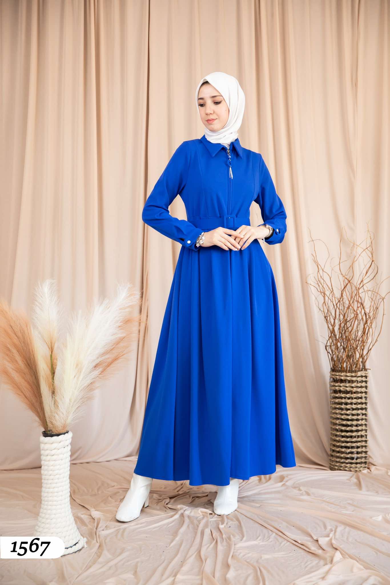 Dress With Zipper and Belt 1567
