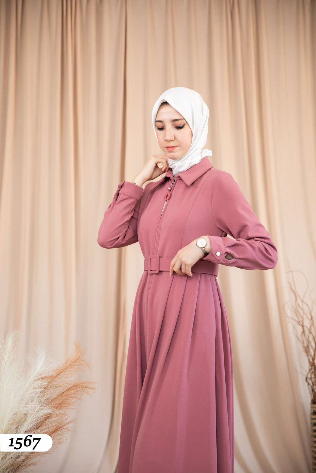 Dress With Zipper and Belt 1567