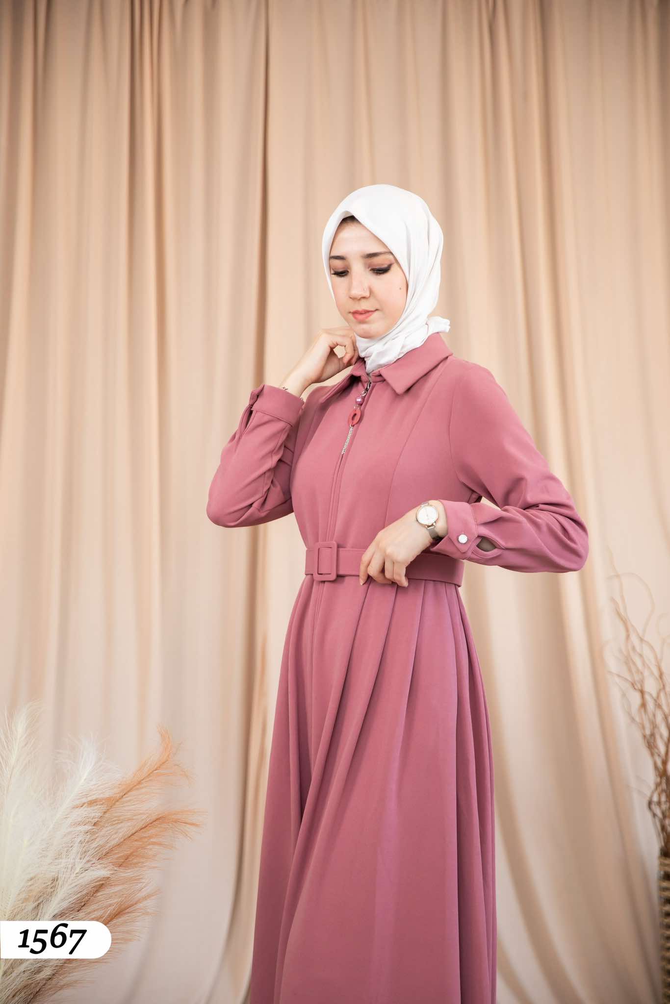 Dress With Zipper and Belt 1567