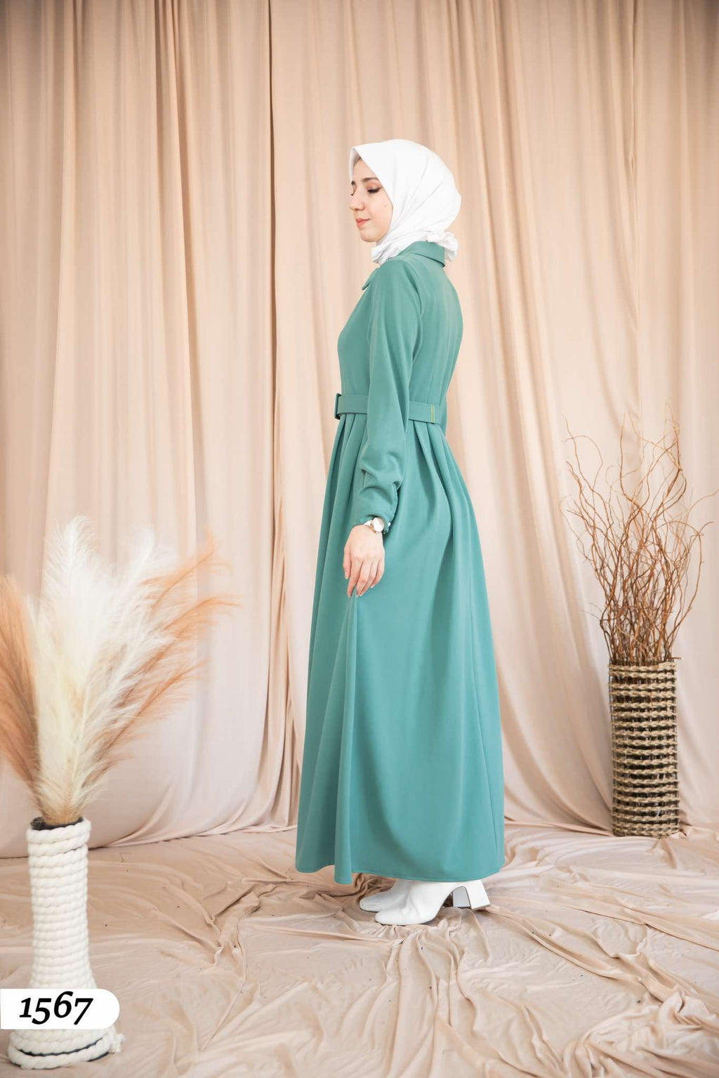 Dress With Zipper and Belt 1567