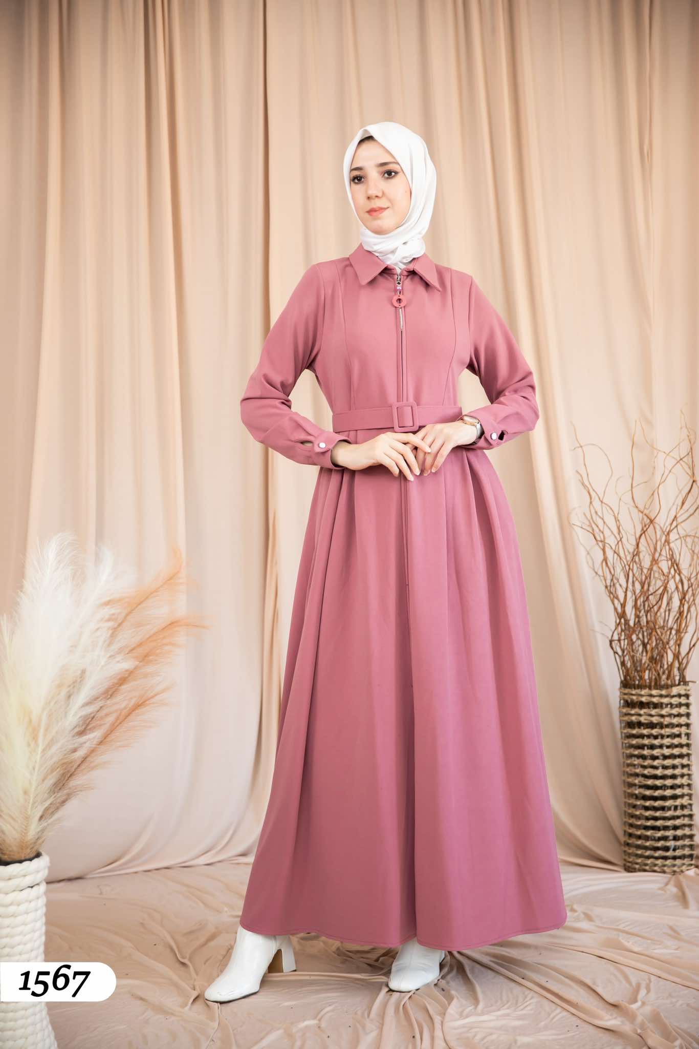 Dress With Zipper and Belt 1567