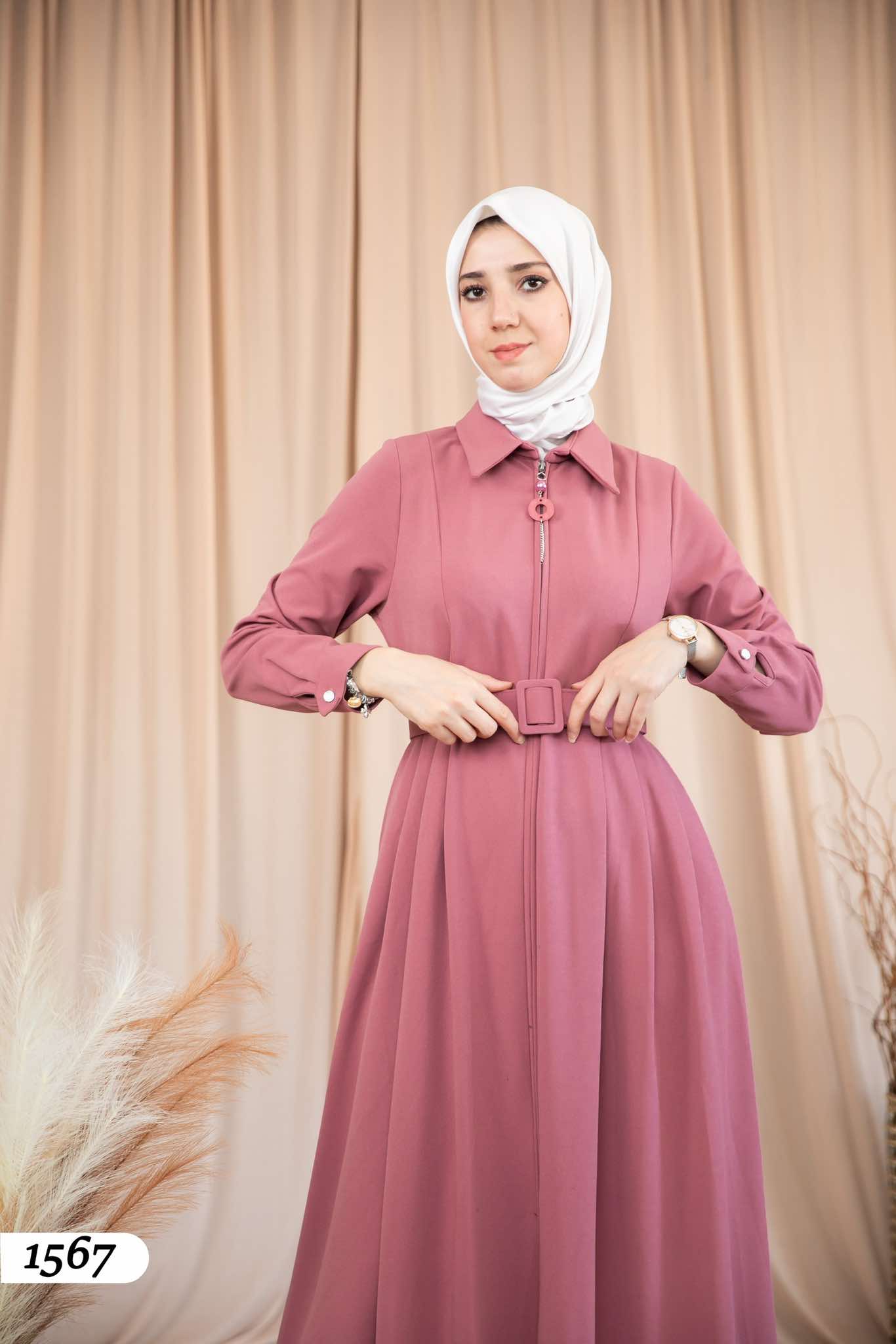 Dress With Zipper and Belt 1567