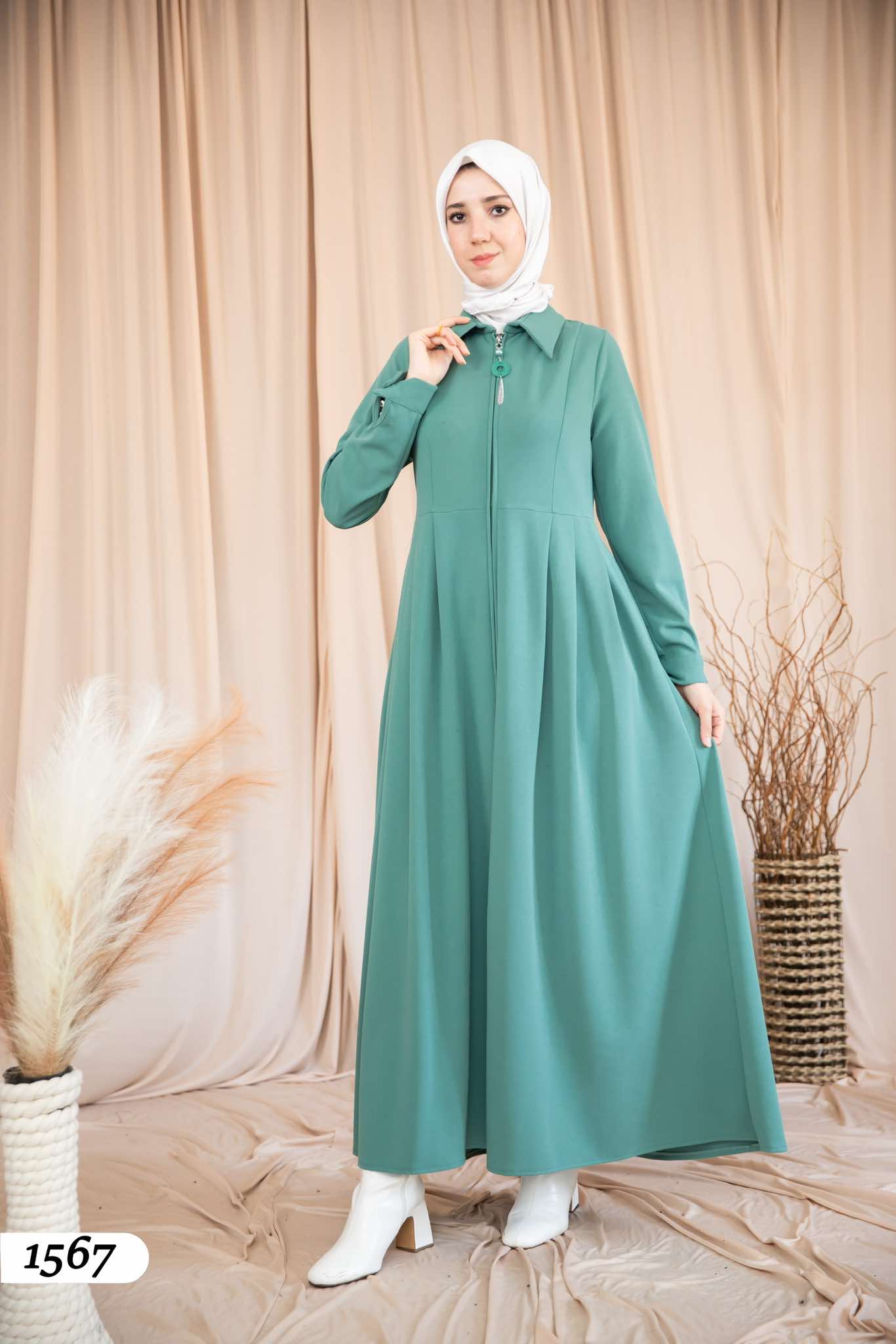 Dress With Zipper and Belt 1567