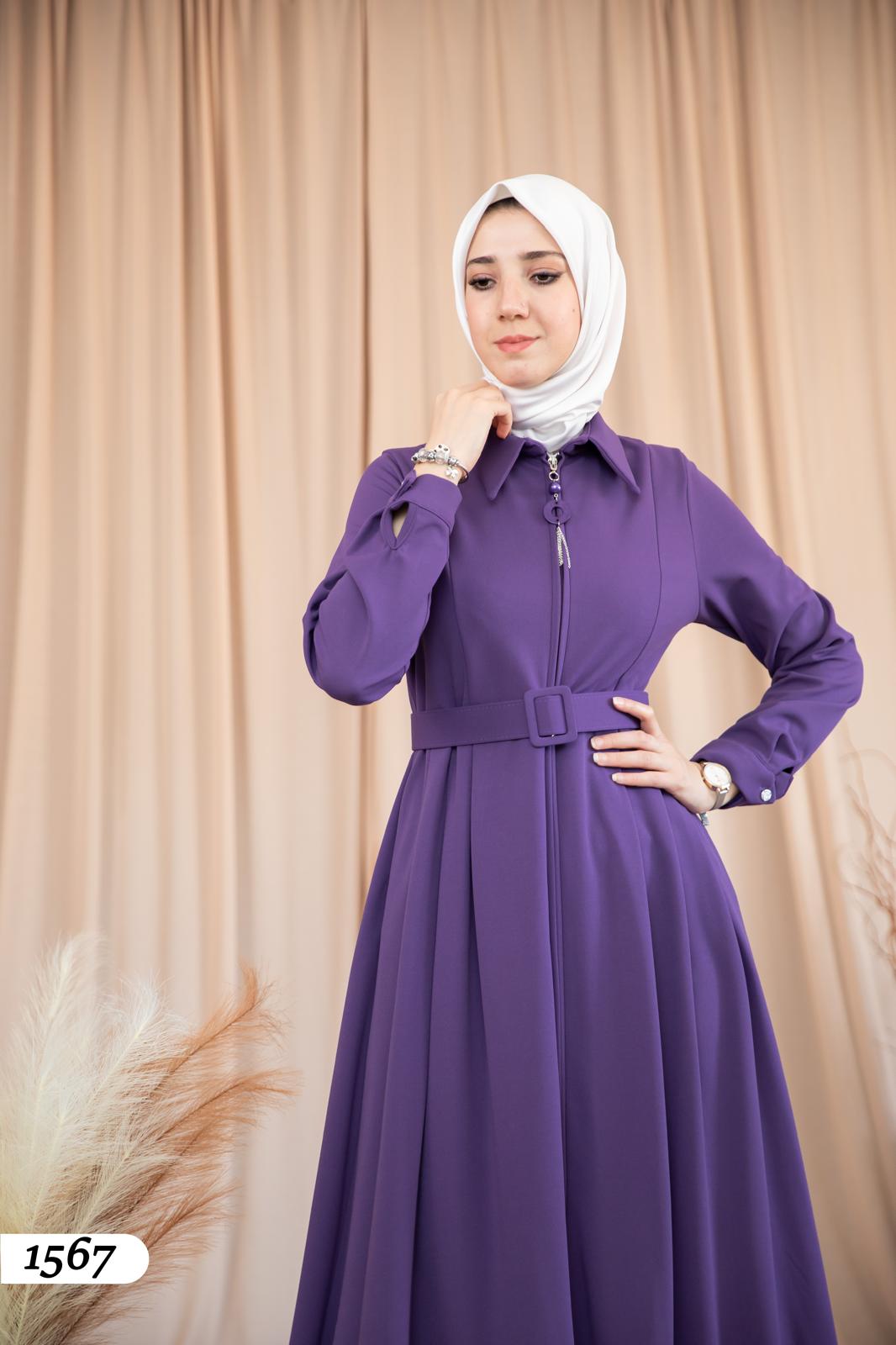 Dress With Zipper and Belt 1567