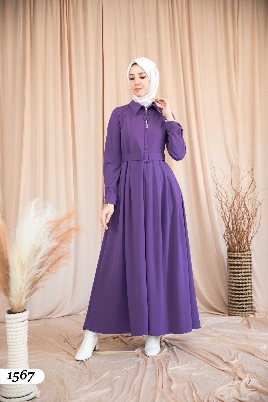 Dress With Zipper and Belt 1567