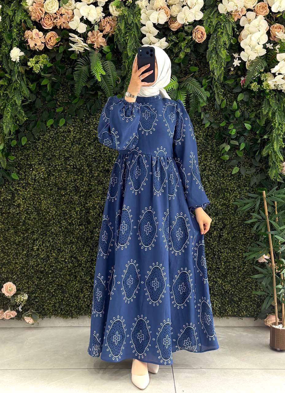 Viskon Yokma Astarlı Elbise 9113 - Moda Fatma