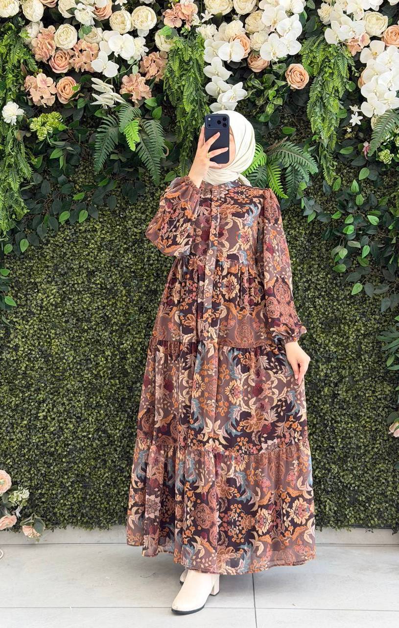 Şifon Astarlı Elbise 9219