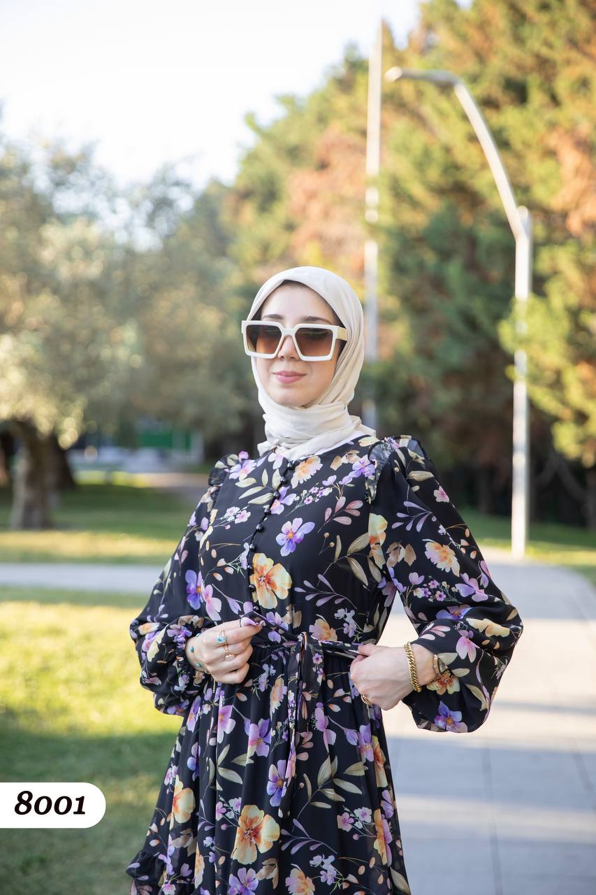 Şifon Astarlı Elbise 8001