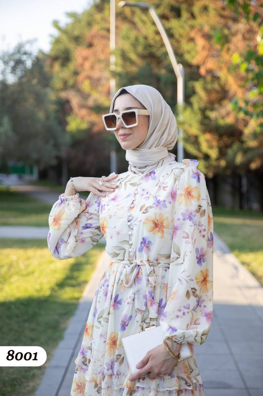 Şifon Astarlı Elbise 8001