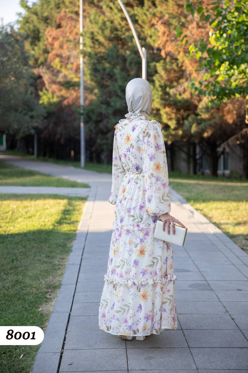 Şifon Astarlı Elbise 8001