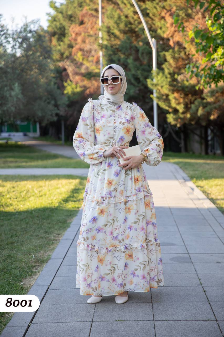 Şifon Astarlı Elbise 8001