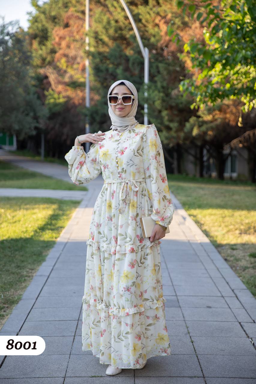 Şifon Astarlı Elbise 8001