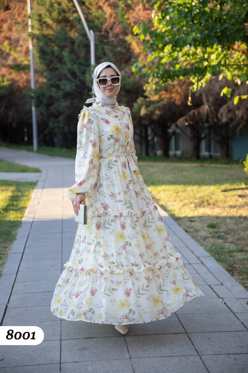 Şifon Astarlı Elbise 8001