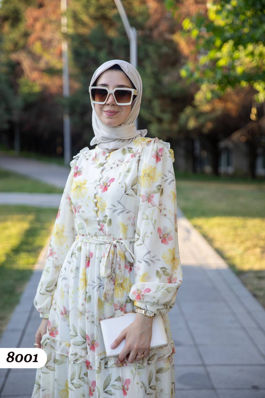 Şifon Astarlı Elbise 8001