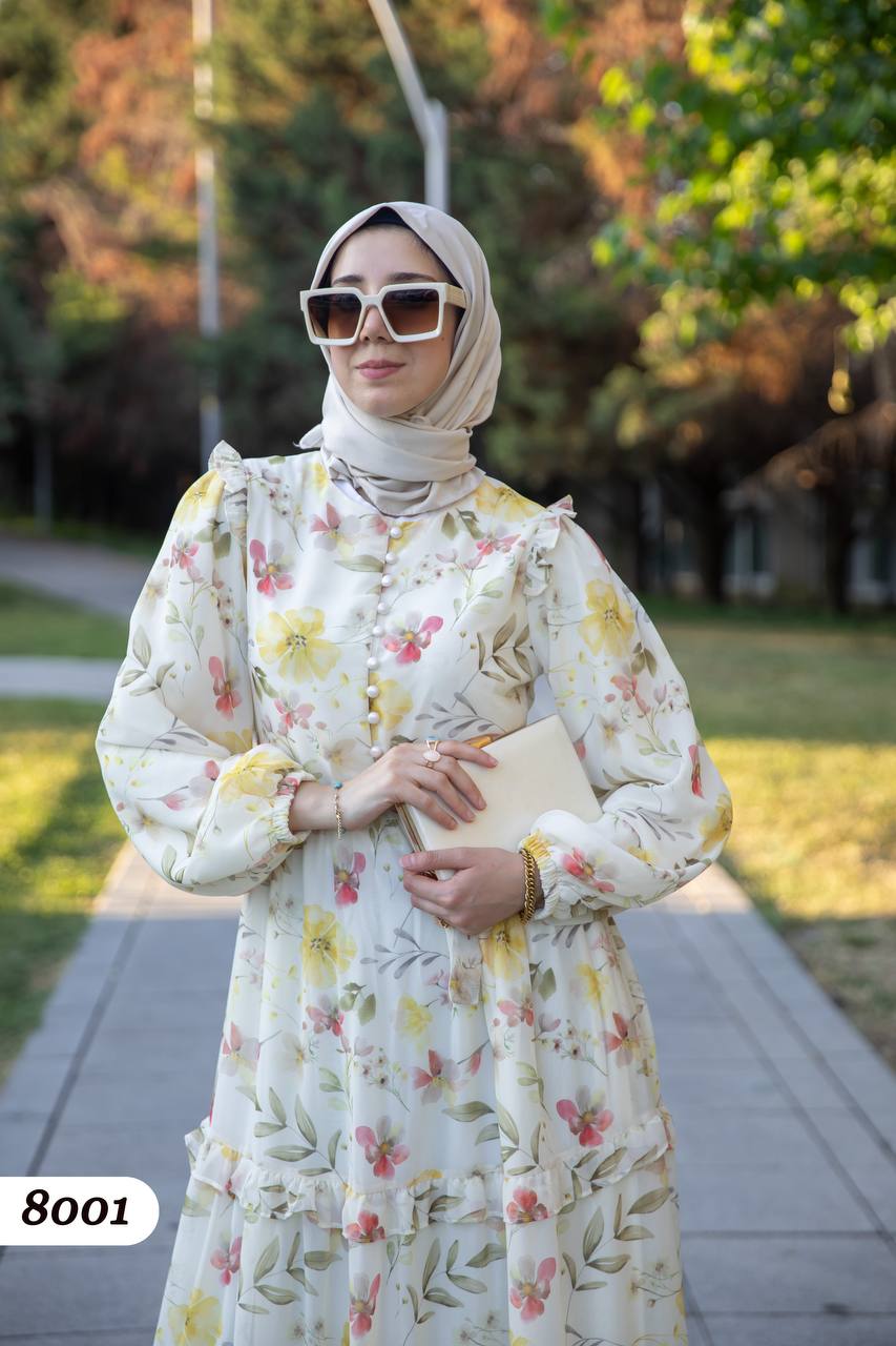 Şifon Astarlı Elbise 8001