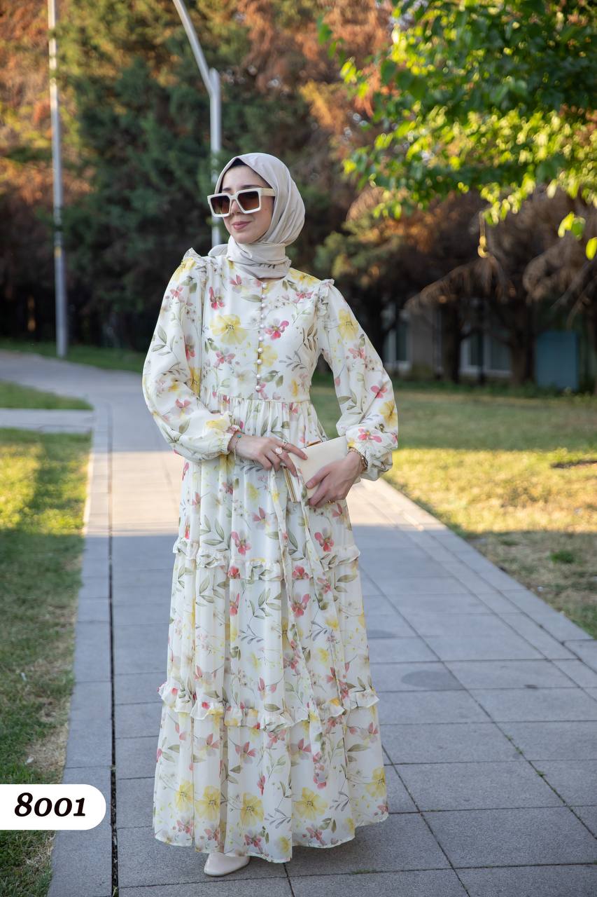 Şifon Astarlı Elbise 8001