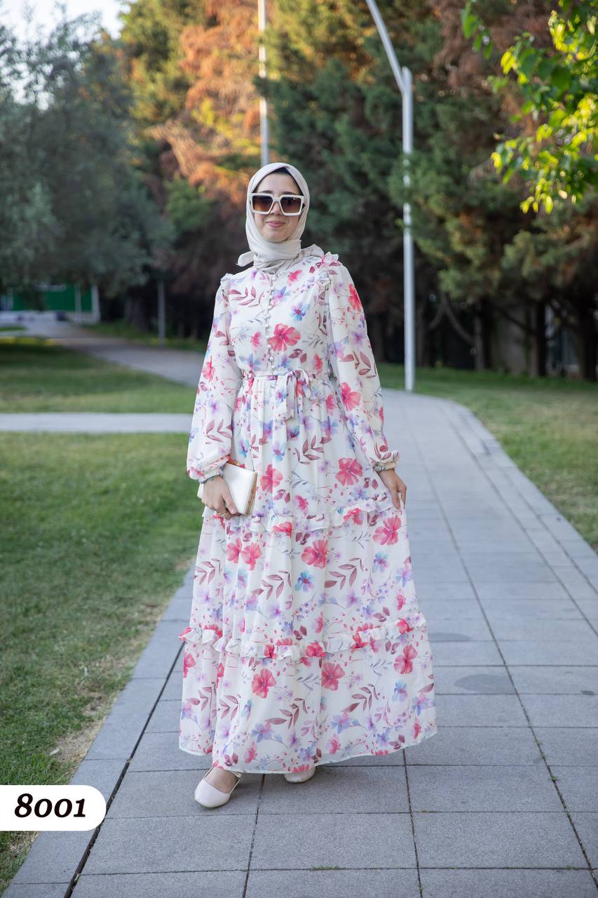 Şifon Astarlı Elbise 8001