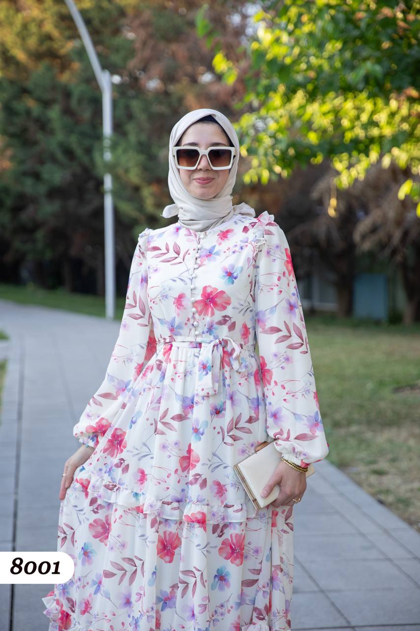 Şifon Astarlı Elbise 8001