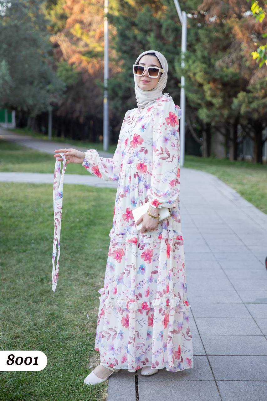 Şifon Astarlı Elbise 8001
