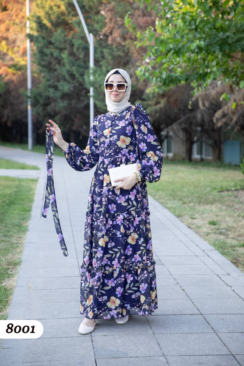 Şifon Astarlı Elbise 8001