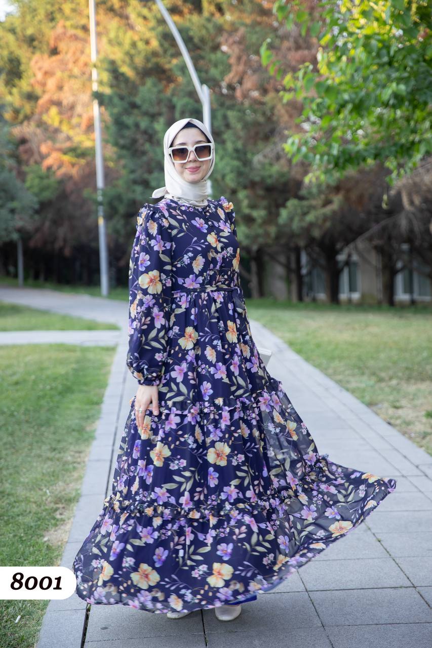Şifon Astarlı Elbise 8001