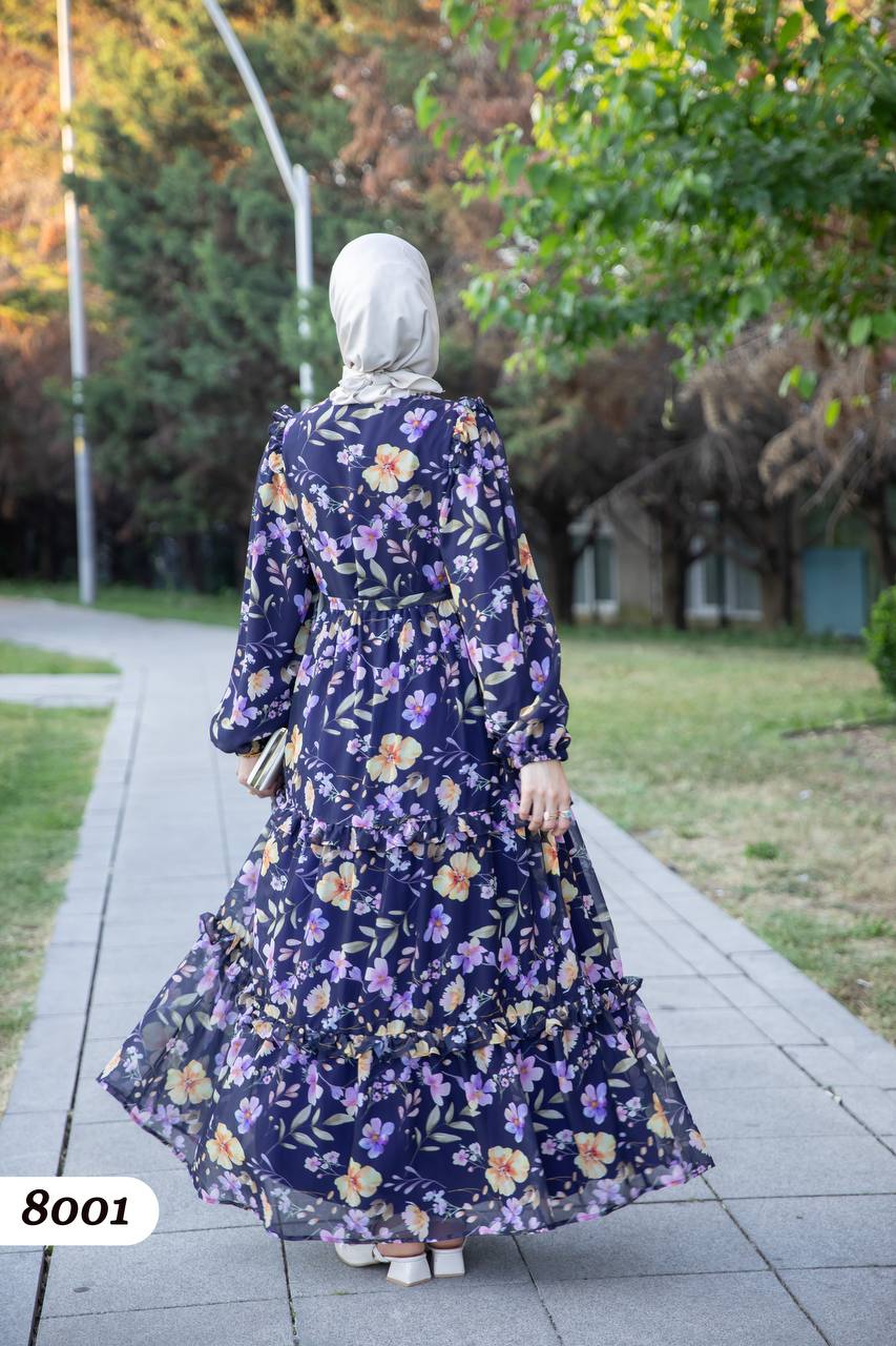 Şifon Astarlı Elbise 8001
