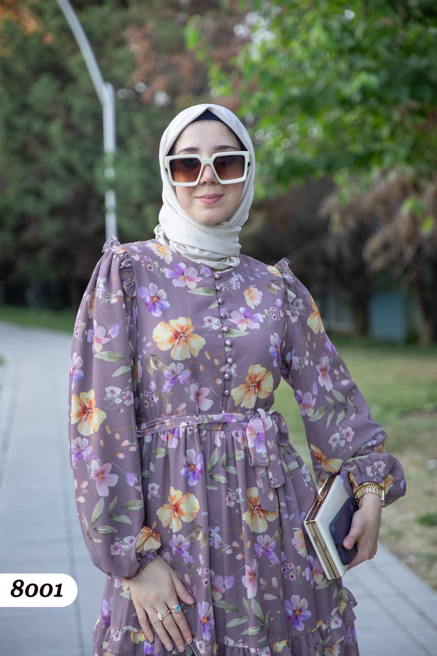 Şifon Astarlı Elbise 8001