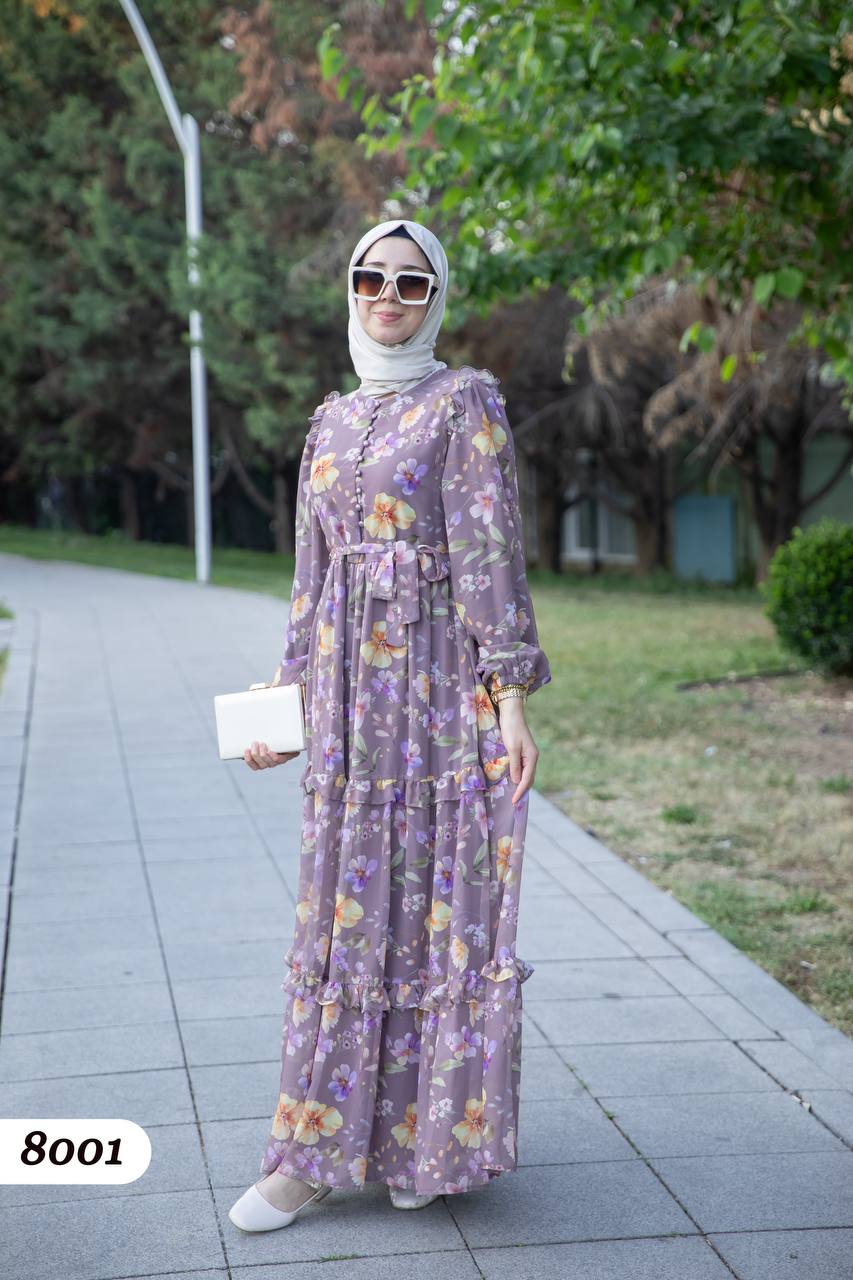 Şifon Astarlı Elbise 8001