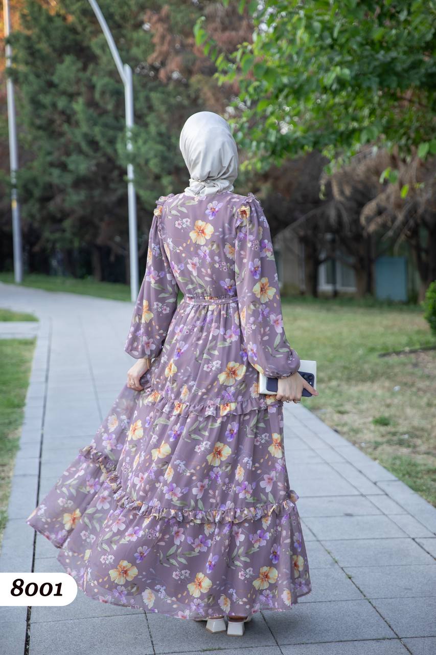 Şifon Astarlı Elbise 8001