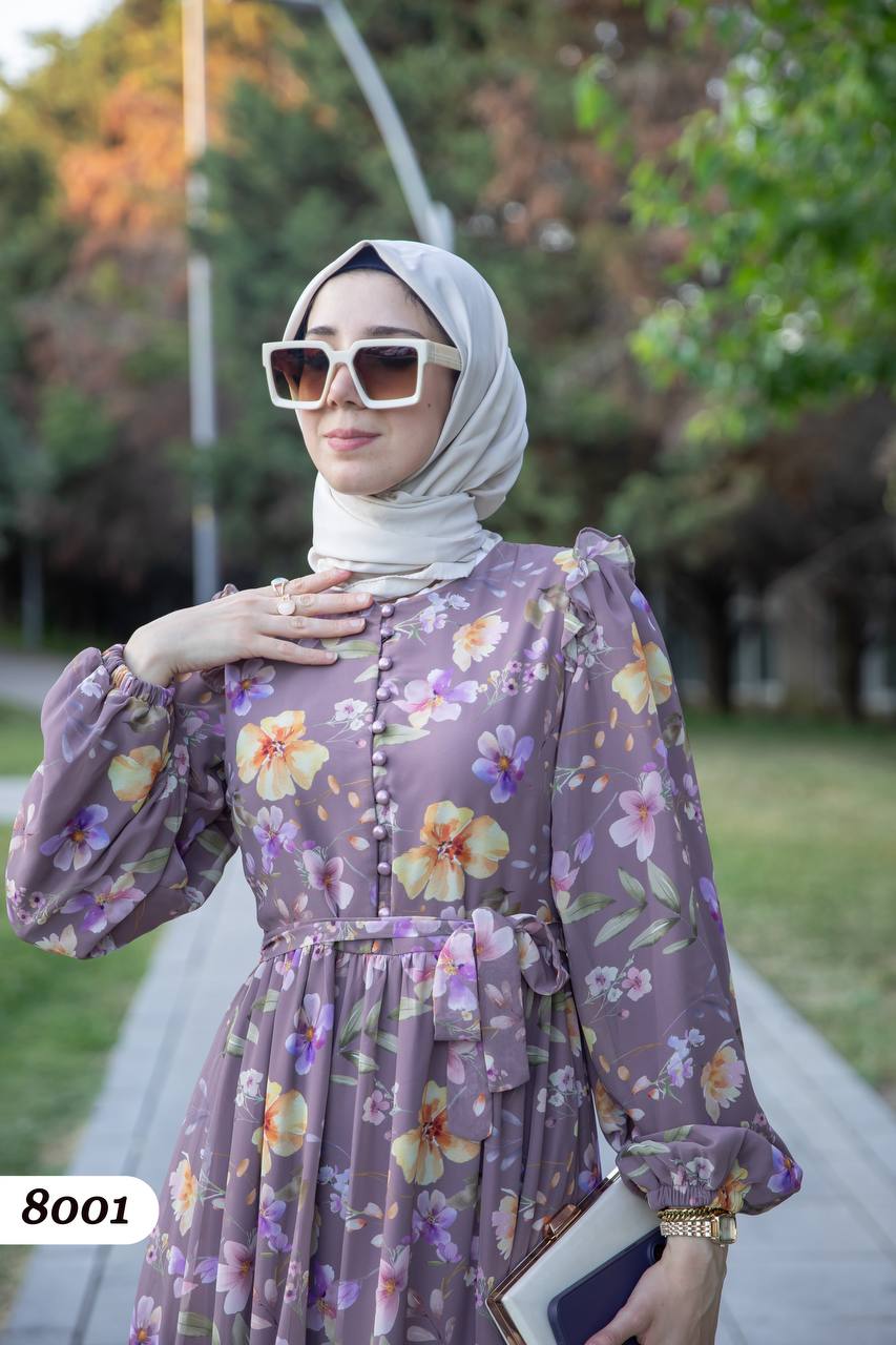 Şifon Astarlı Elbise 8001