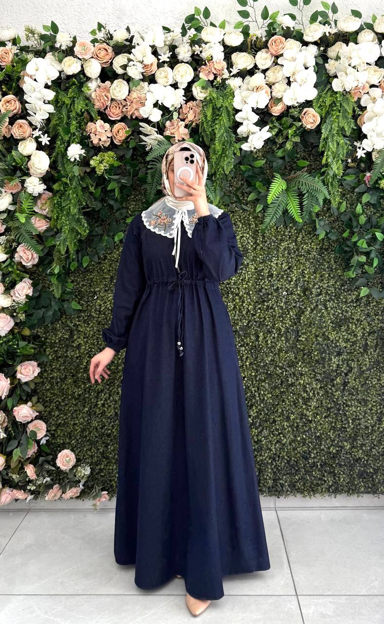 Kot yakalı Elbise 8092