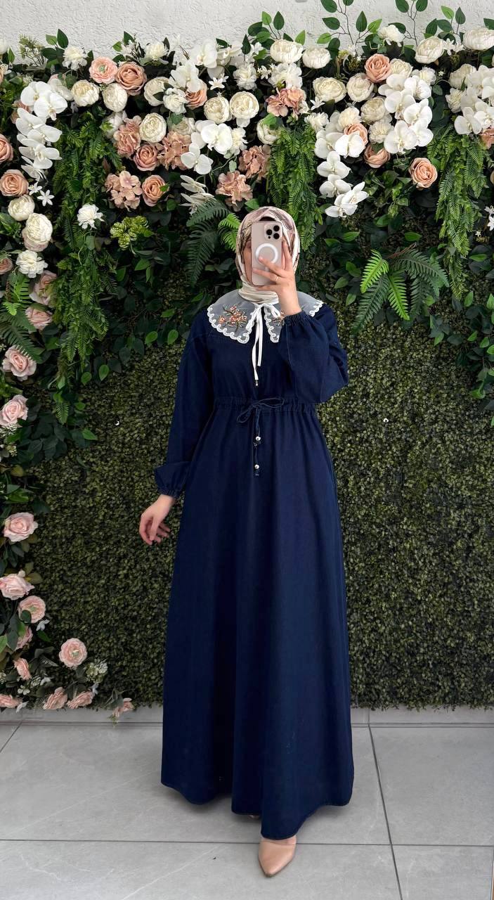 Kot yakalı Elbise 8092