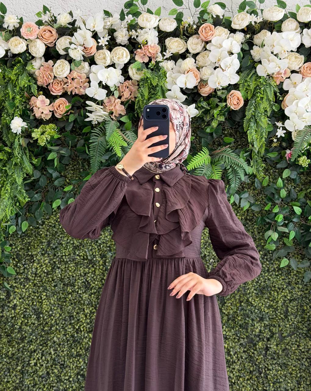 Şifon Harmosa Astarlı Elbise 9260