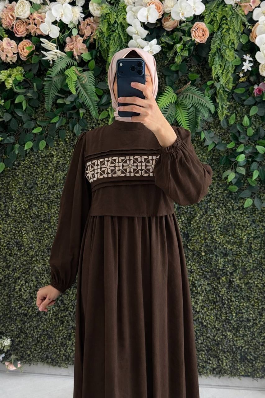 Modal Nakışlı Elbise 9146