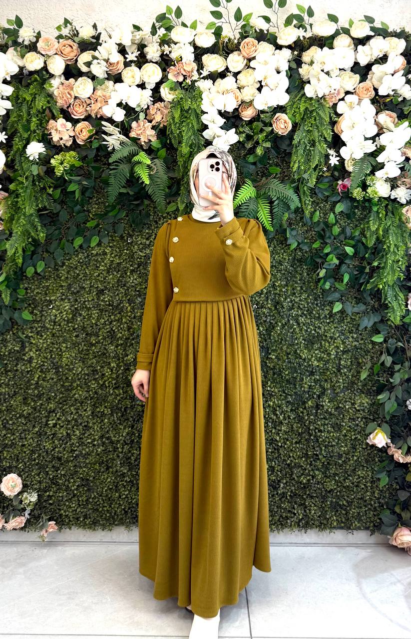 Pamuklu Kadife elbise 8114