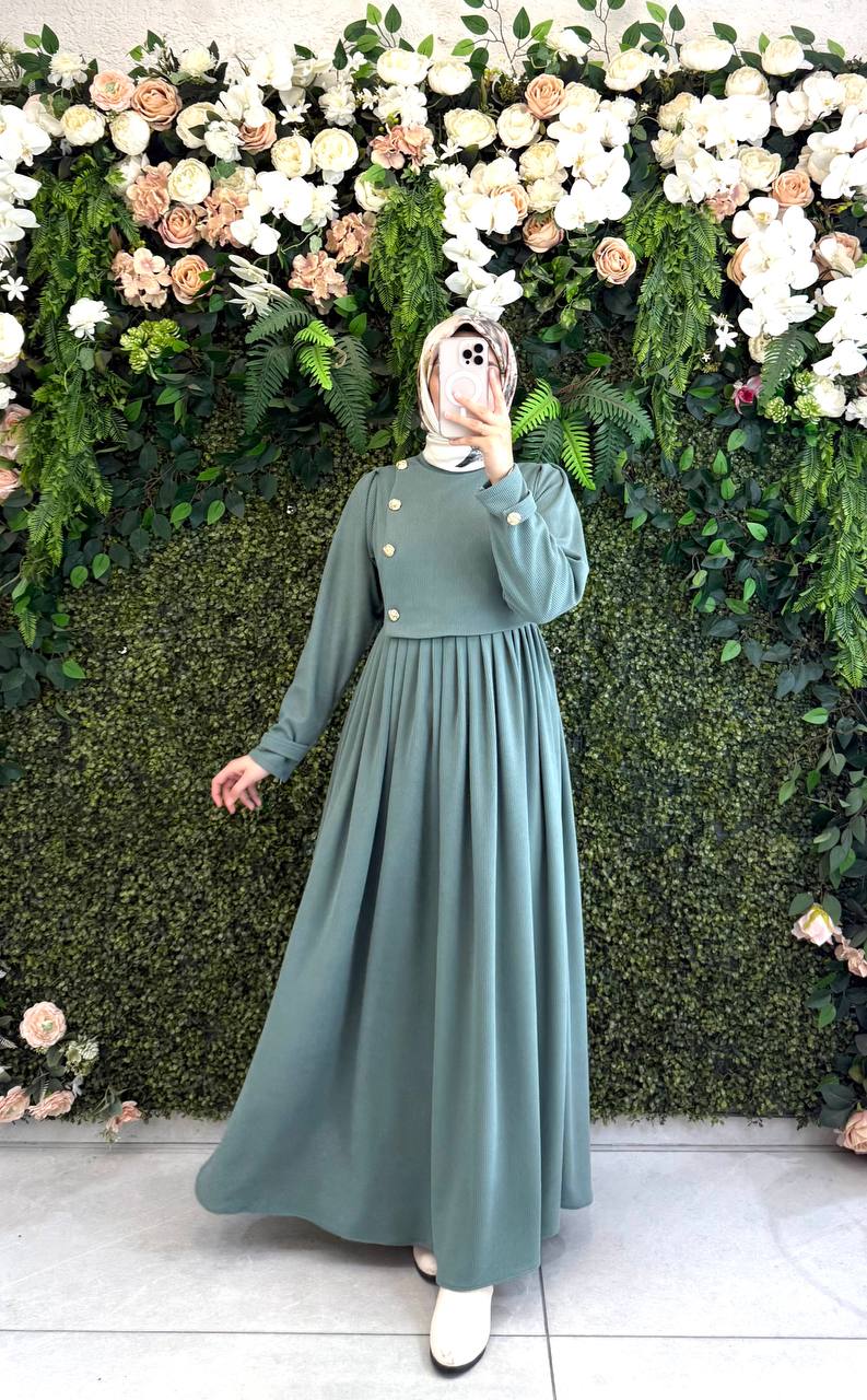 Pamuklu Kadife elbise 8114