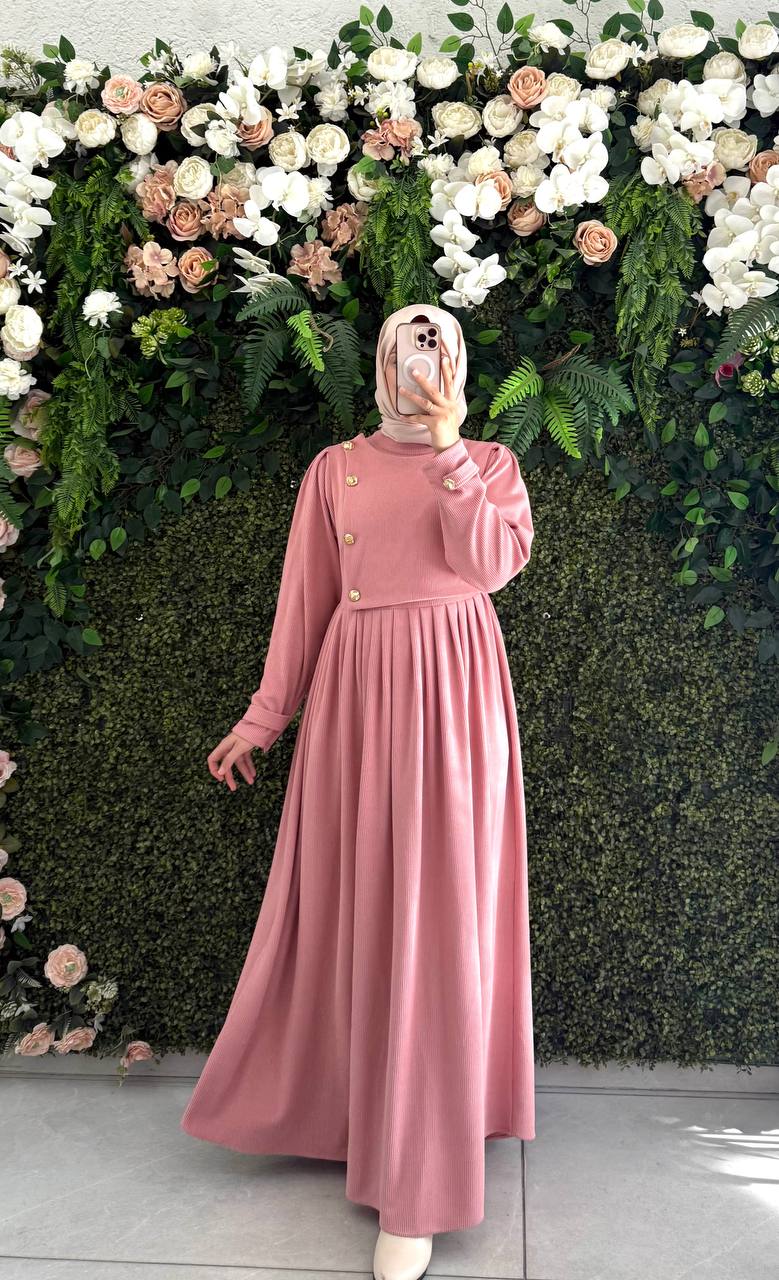 Pamuklu Kadife elbise 8114