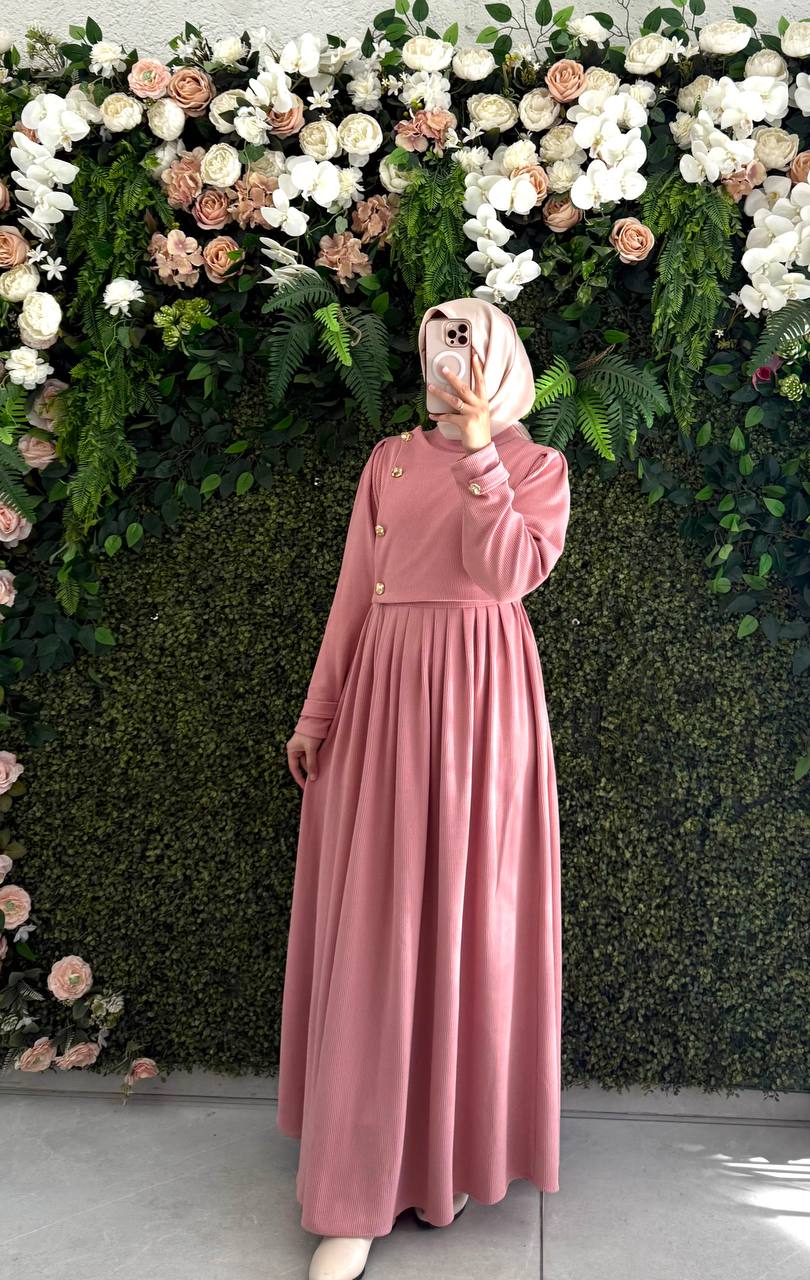 Pamuklu Kadife elbise 8114