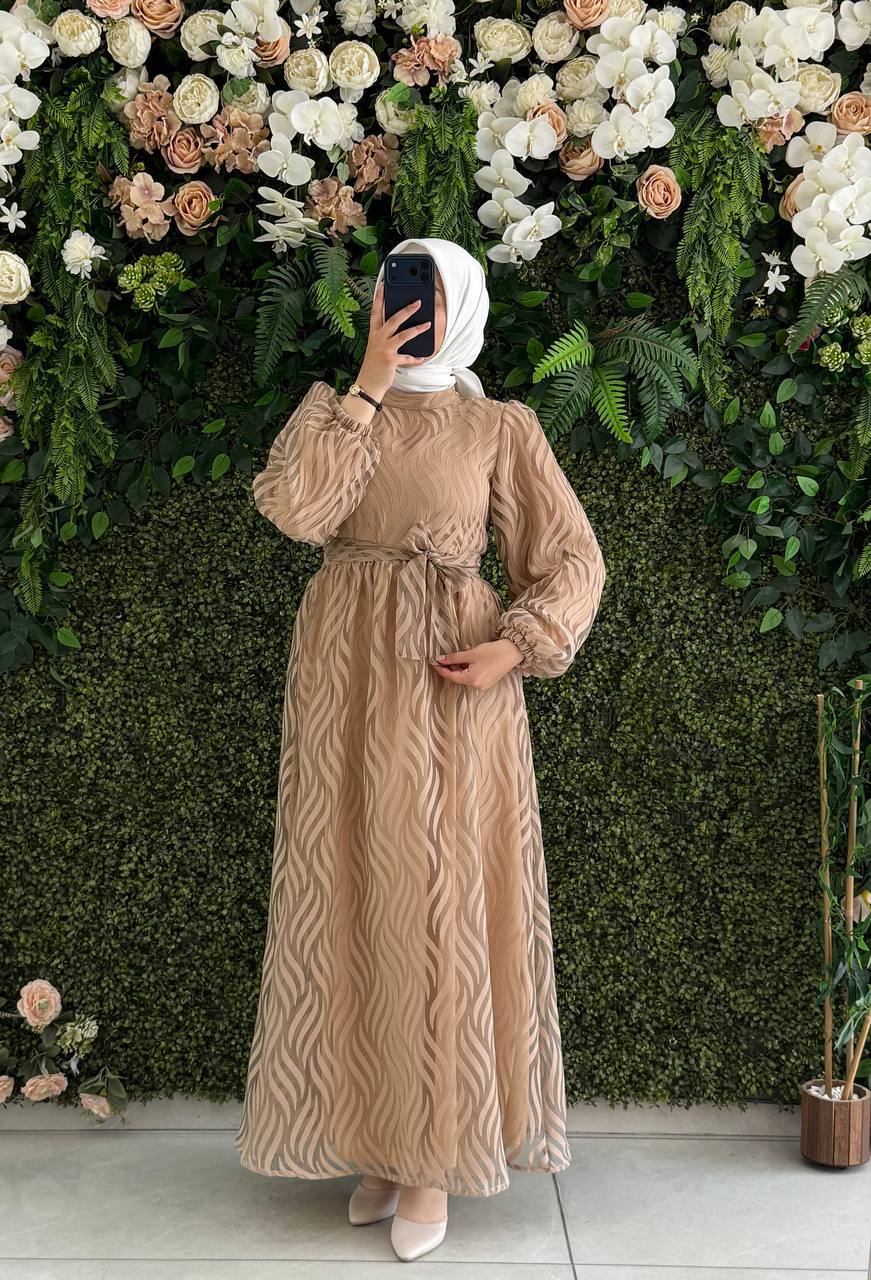 Viskon Yokma Astarlı Elbise 9113 - Moda Fatma