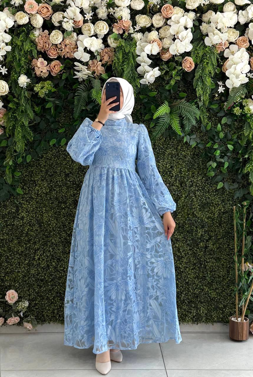 Viskon Yokma Astarlı Elbise 9113 - Moda Fatma