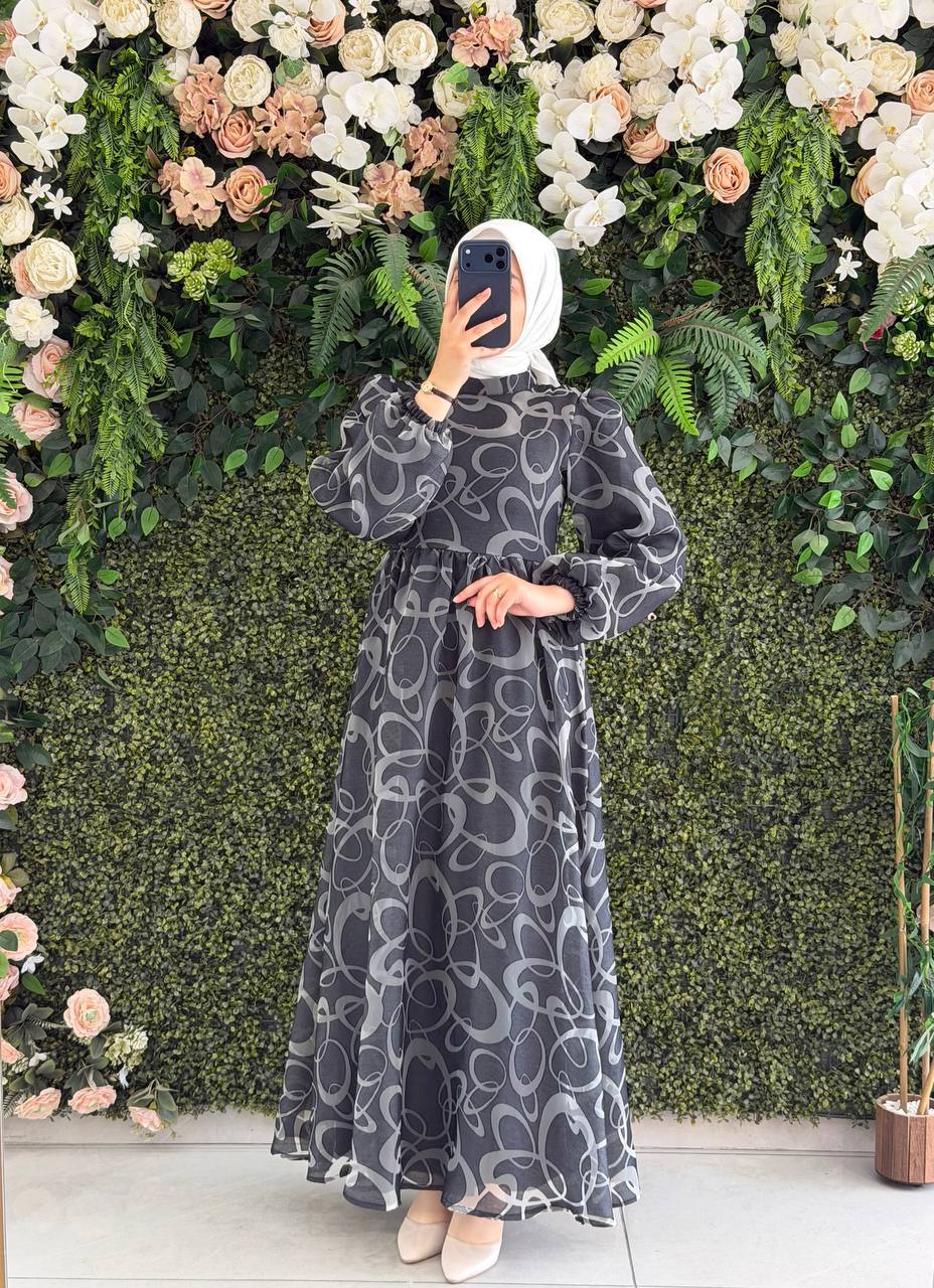 Viskon Yokma Astarlı Elbise 9113 - Moda Fatma