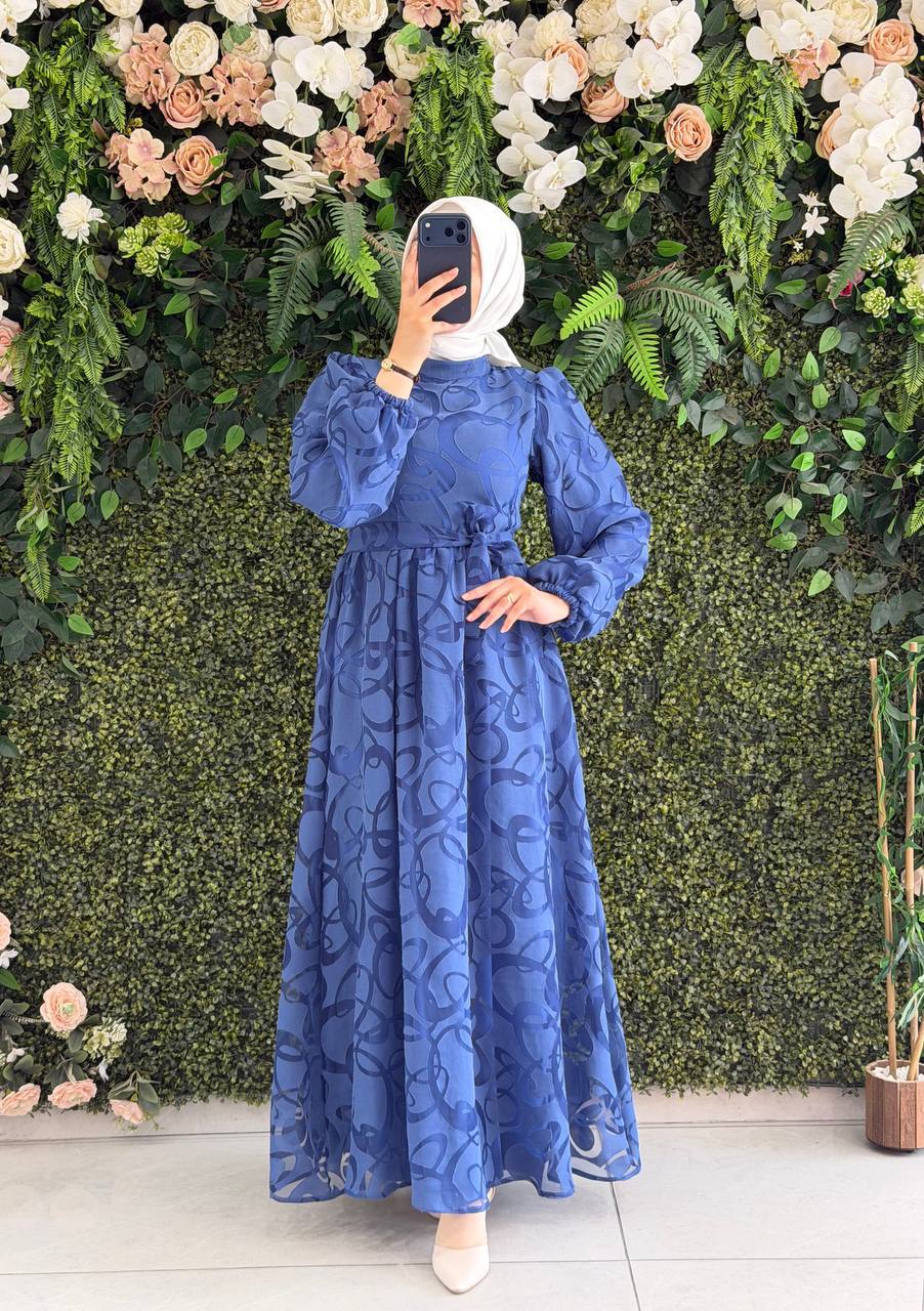 Viskon Yokma Astarlı Elbise 9113 - Moda Fatma