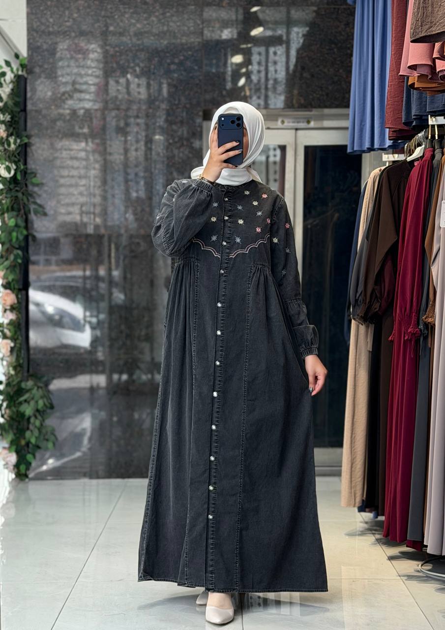 Desenli Kot Elbise 2534
