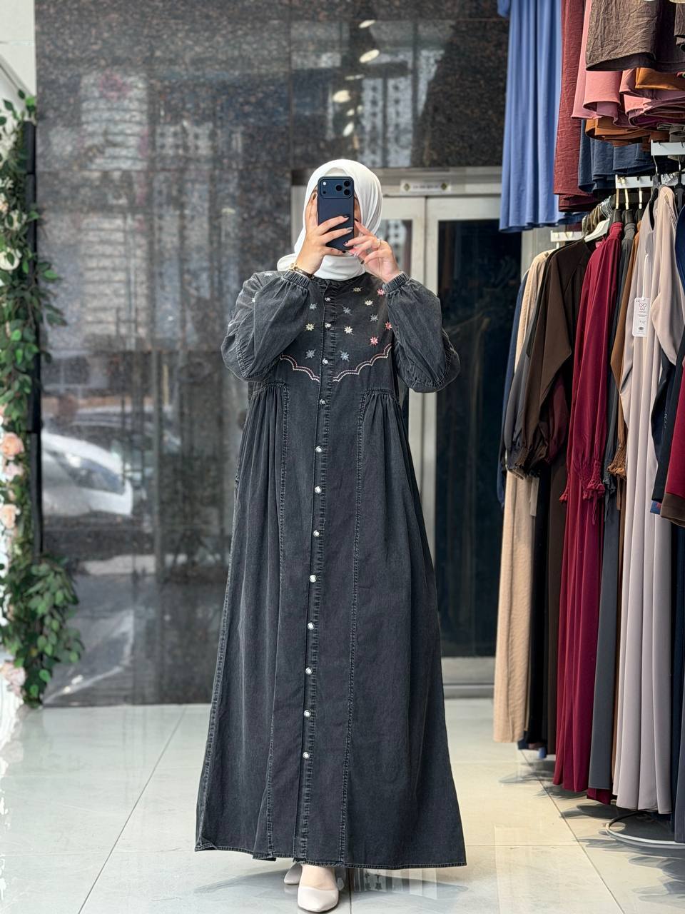 Desenli Kot Elbise 2534