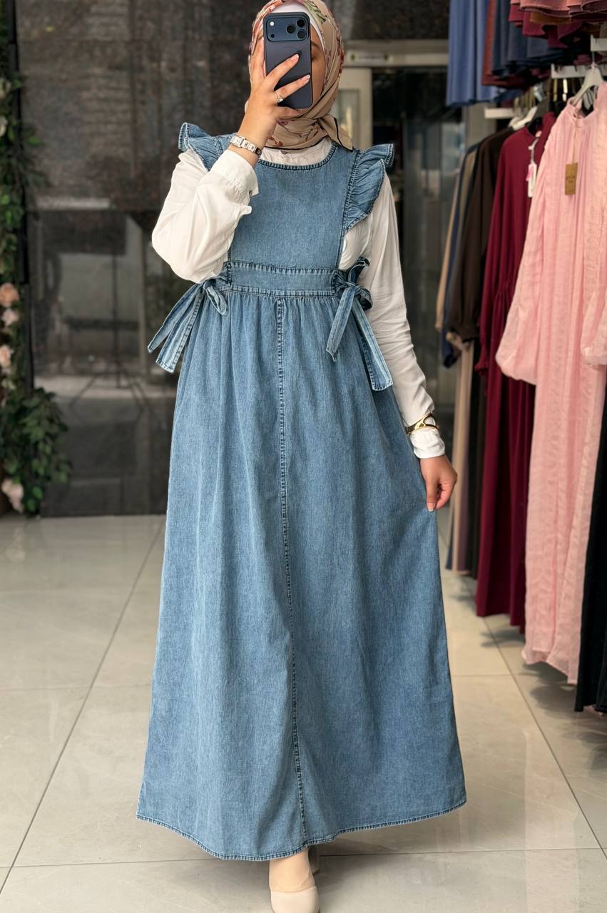 yazlık kot Salopet elbise 2413 - Moda Fatma