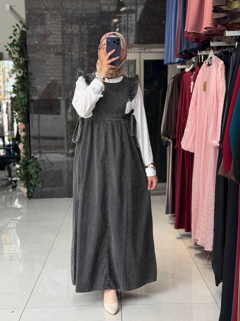 yazlık kot Salopet elbise 2413 - Moda Fatma