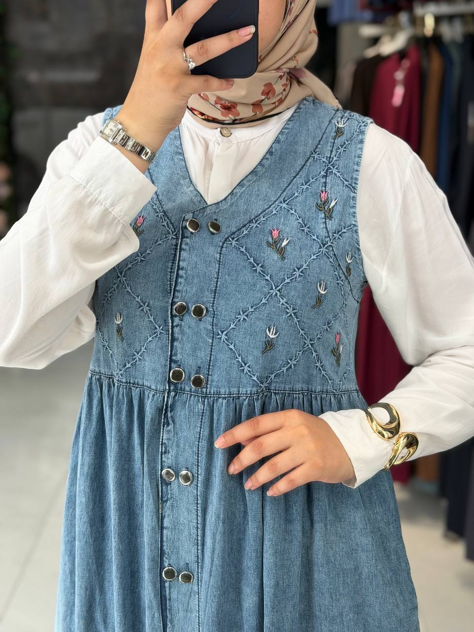 yazlık kot Salopet elbise 2417