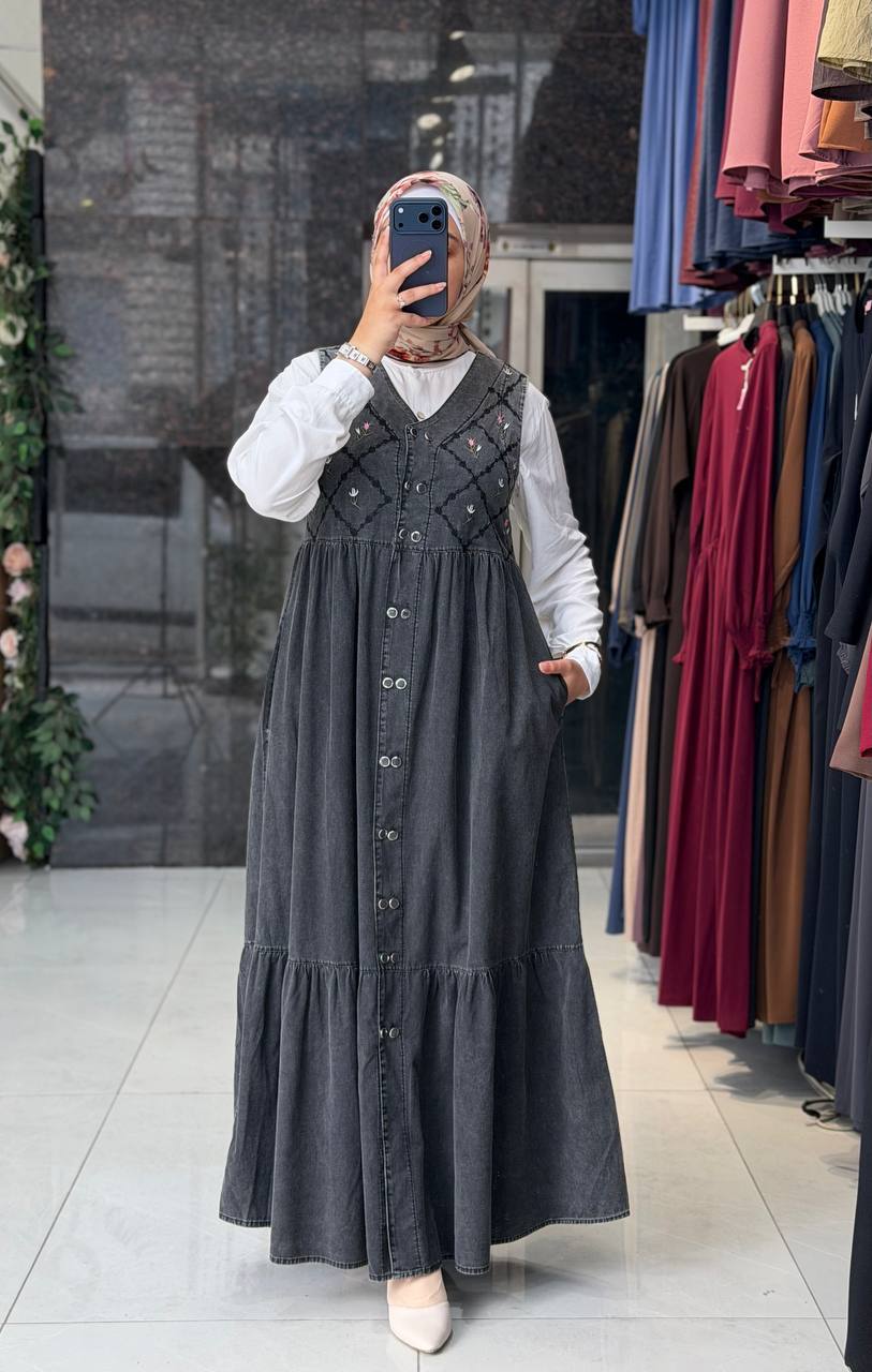 yazlık kot Salopet elbise 2417 - Moda Fatma