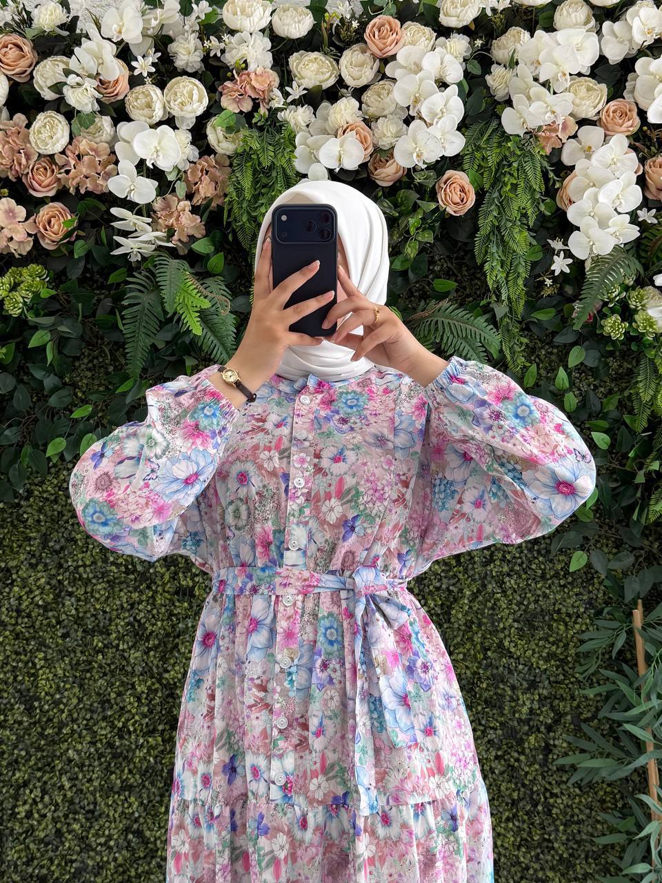 Modal Dijital Elbise 9215 N - Moda Fatma
