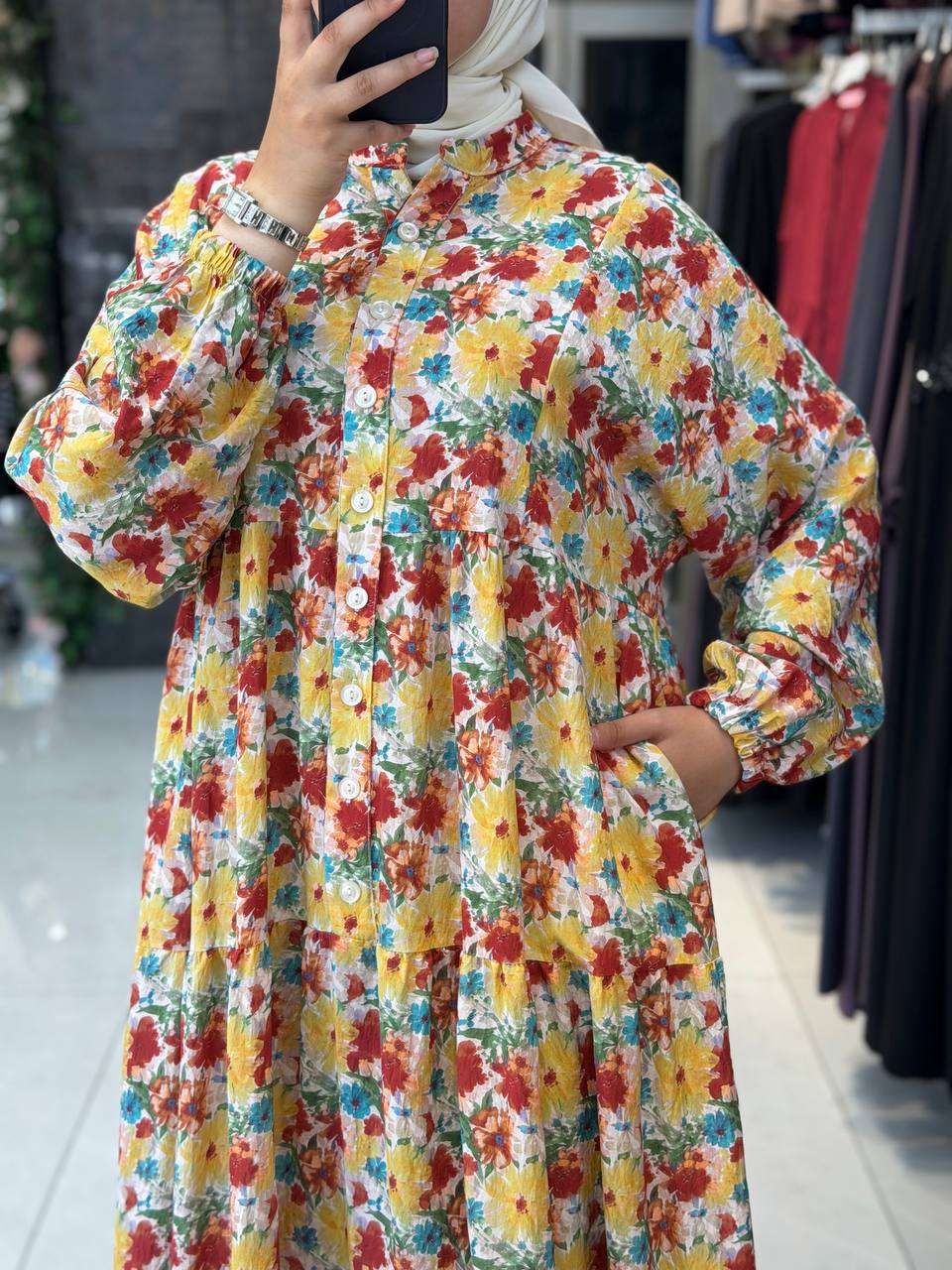 Modal Dijital Elbise 9215 - Moda Fatma
